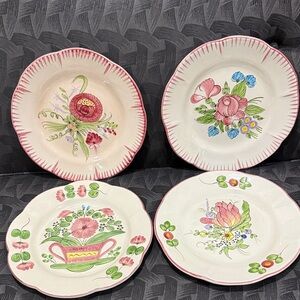 Collectors French Floral Hand-Painted earthware Plates
